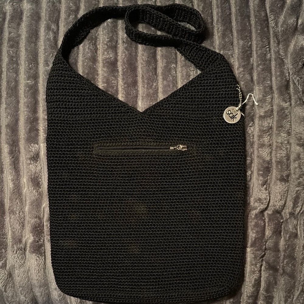 The Sak Black Crochet Shoulder Bag